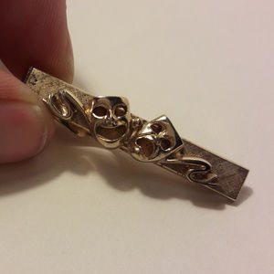 Gold Tiebar Theatre Tragedy Masks